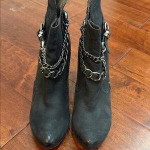 Nicole Black Ankle Booties with Chain Accents